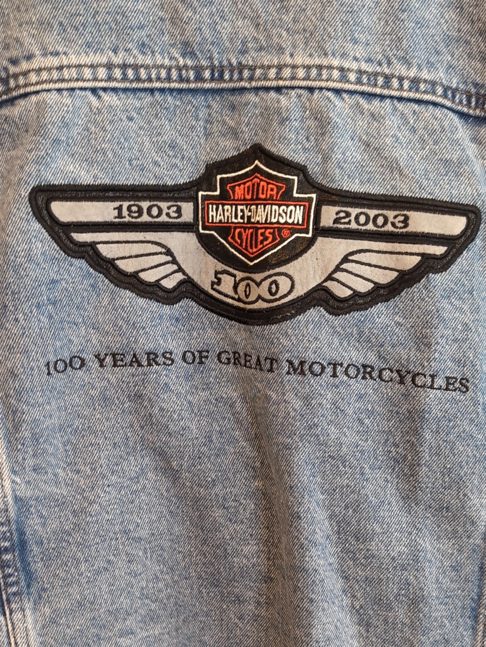 '03 100th Anniv. Harley Davidson Jean Jacket womens 2W - Picture 9 of 10